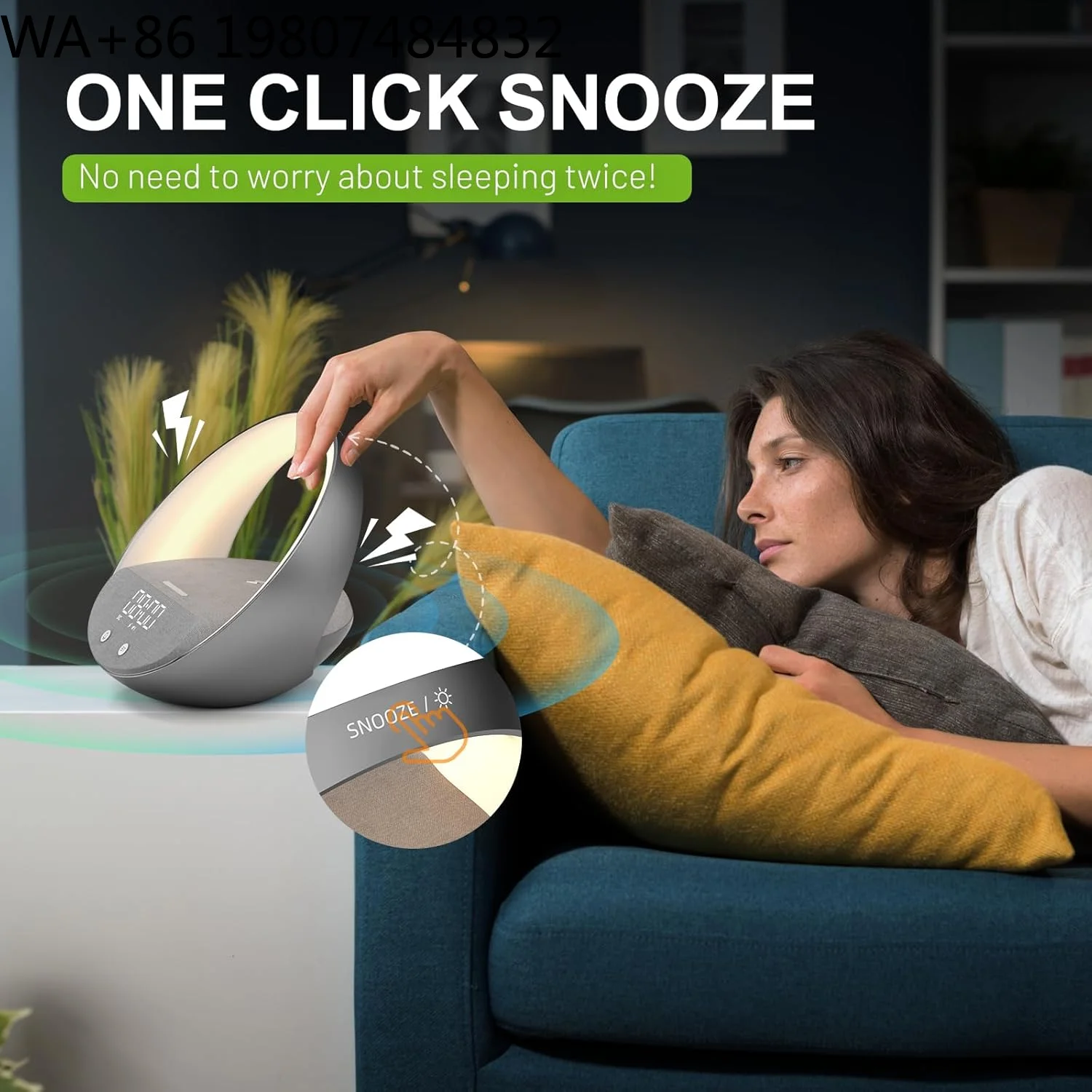 Dawn Simulation Sunrise Bedside Lamp With 15W Fast Wireless Charging Dimmable RGB Night Light Multifunctional Bedroom Decor view 6