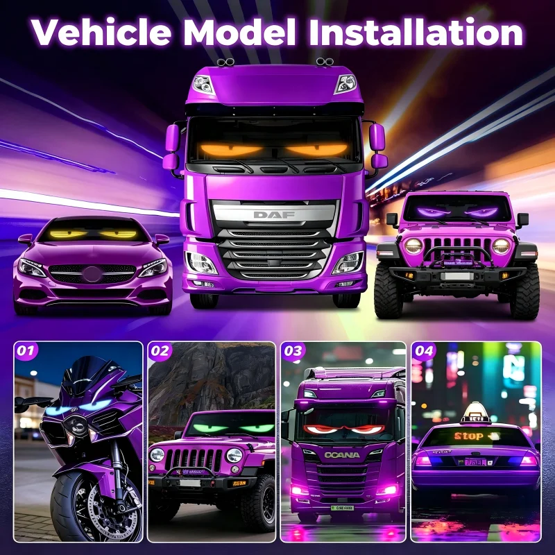 LED Car Windshield Truck Eye RGB LED Matrix Pixel Panel Car Graffiti Scrolling Text Animation Light Truck Lights Bluetooth APP view 7