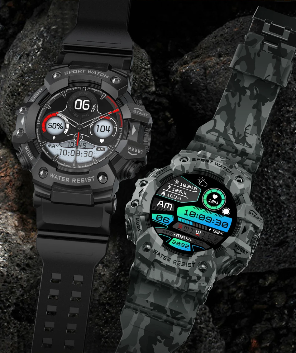 Neue Militär-Sport-Smartwatch für Herren, 100+ Sportarten, Outdoor-Fitness, Kompass, Herzfrequenz, BT-Anruf, wasserdichte Smartwatch für iOS und Android – Detail 18