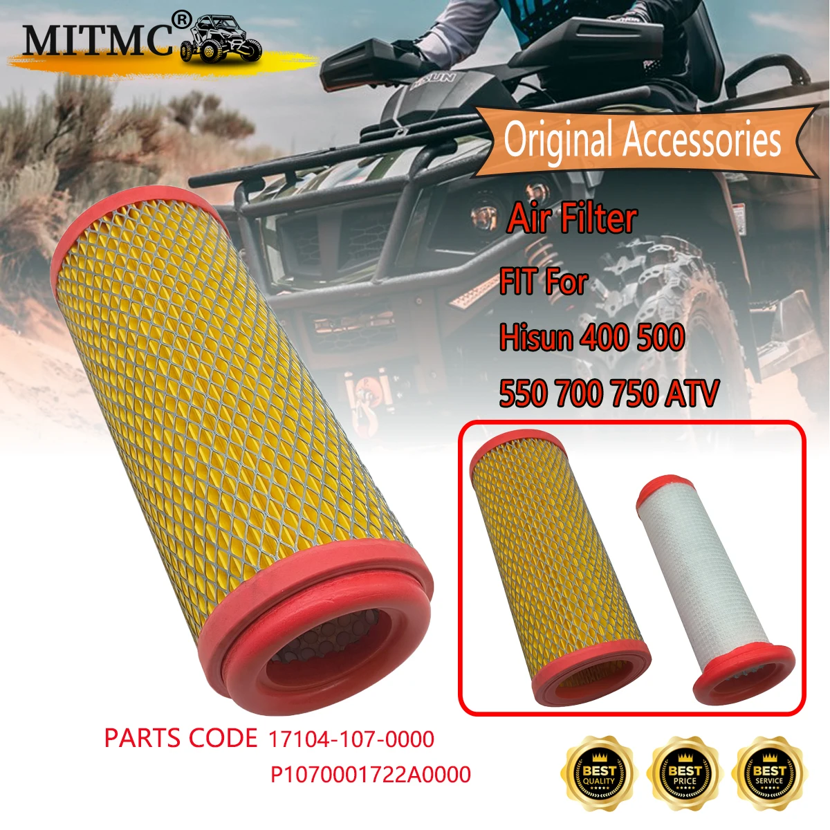 Filtro de aire secundario para HISUN 500-700CC HS700 ATV Quad Element Assy 17160-058-0000