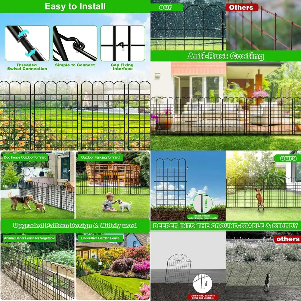 

Высокий садовый забор с 12 панелями, длина 40 x 26 футов, устойчивая к ржавчине проволочная панель для двора, цветов и помещений на открытом воздухе