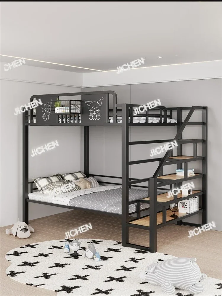 

JCX HSSmall Apartment Двухэтажная верхняя и нижняя кровать Квартира Приподнятая кровать Утолщенная высокая и низкая железная рама для детей и мам Be