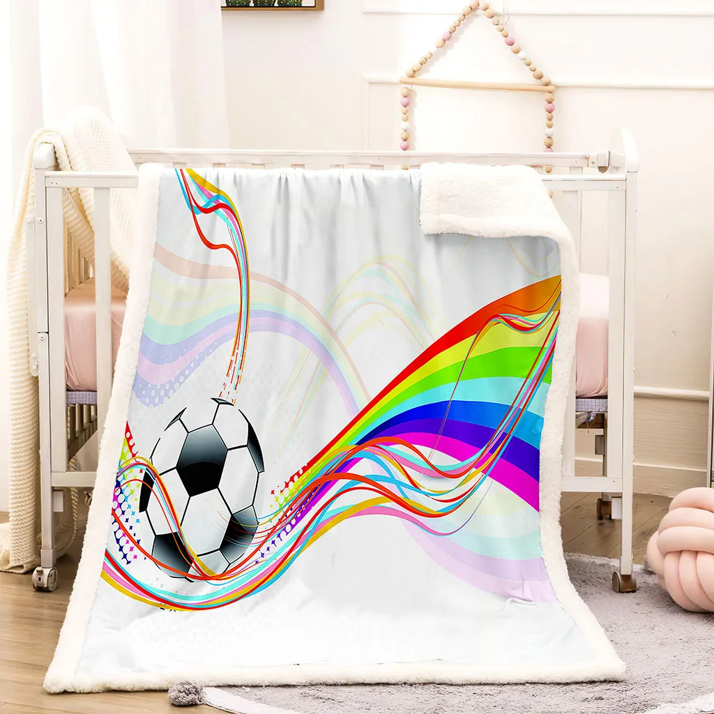 HUANZHUANG Hd Colored Football 3D Printing Soft Flannel Blankets Throw Blanket Comfortable Blanket For Sofa Home Bedroom Gifts