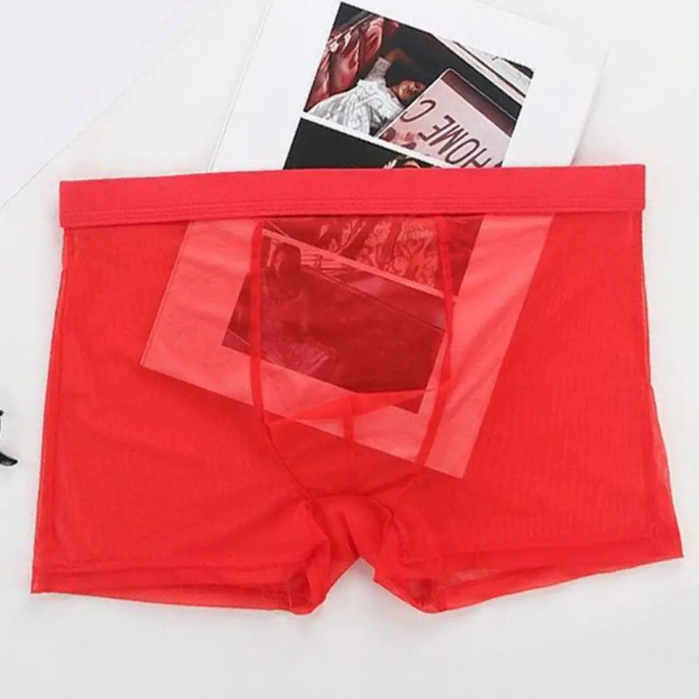 

Low-waist Men's Underwear Bulge Ice Silk Lingerie Intimates Transparent Boxers Ultra-thin Translucent Sexy Briefs