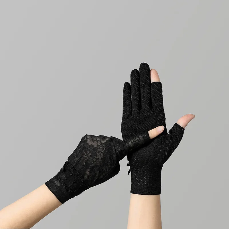 ป้องกันรังสียูวีบริสุทธิ์ยืดถุงมือป้องกันแสงแดดผู้หญิงบางฤดูร้อนลื่นหน้าจอสัมผัสถุงมือผ้าฝ้ายสั้นชุดอุปกรณ์เสริม