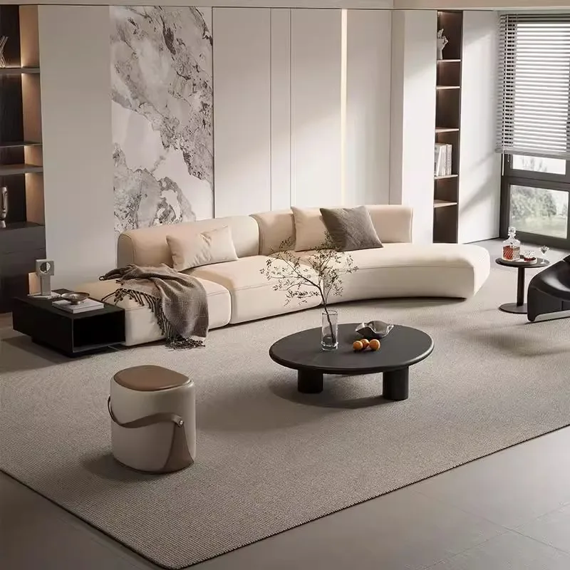 

Modern vision solid wood fabric sofa living room 2025 new business office reception light luxury high sense