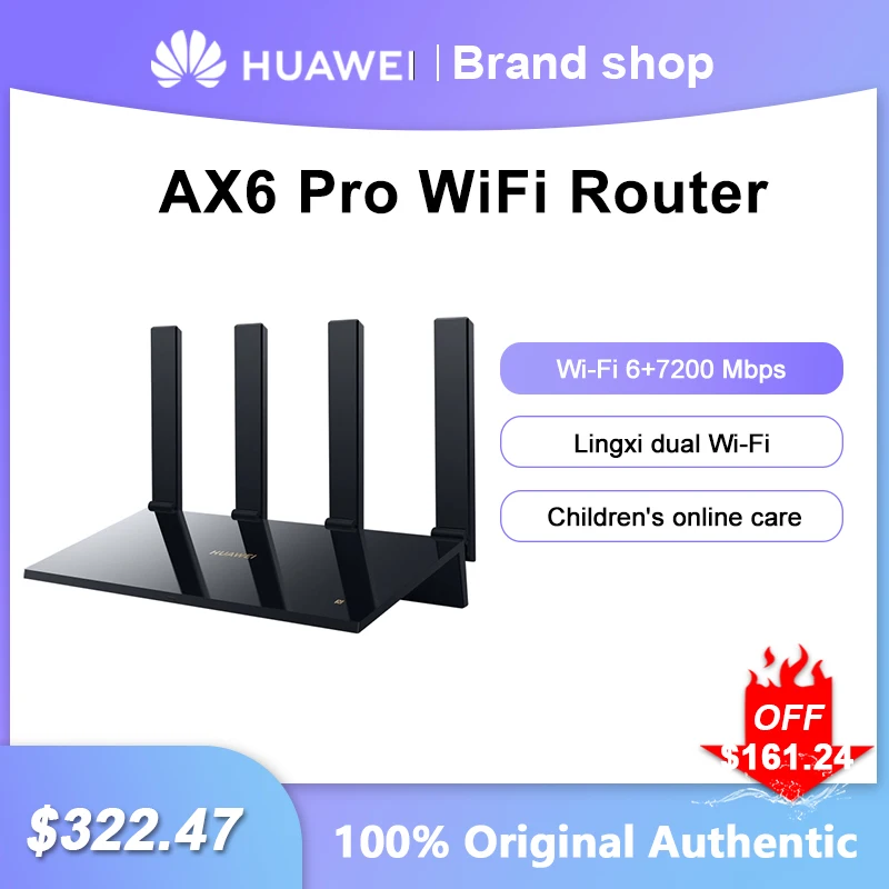 Huawei AX6 Pro WiFi Router Wi-Fi 6+7200 Mbps Signal Amplifier Dual-Band Repetear For Home Office Support Mesh Networking