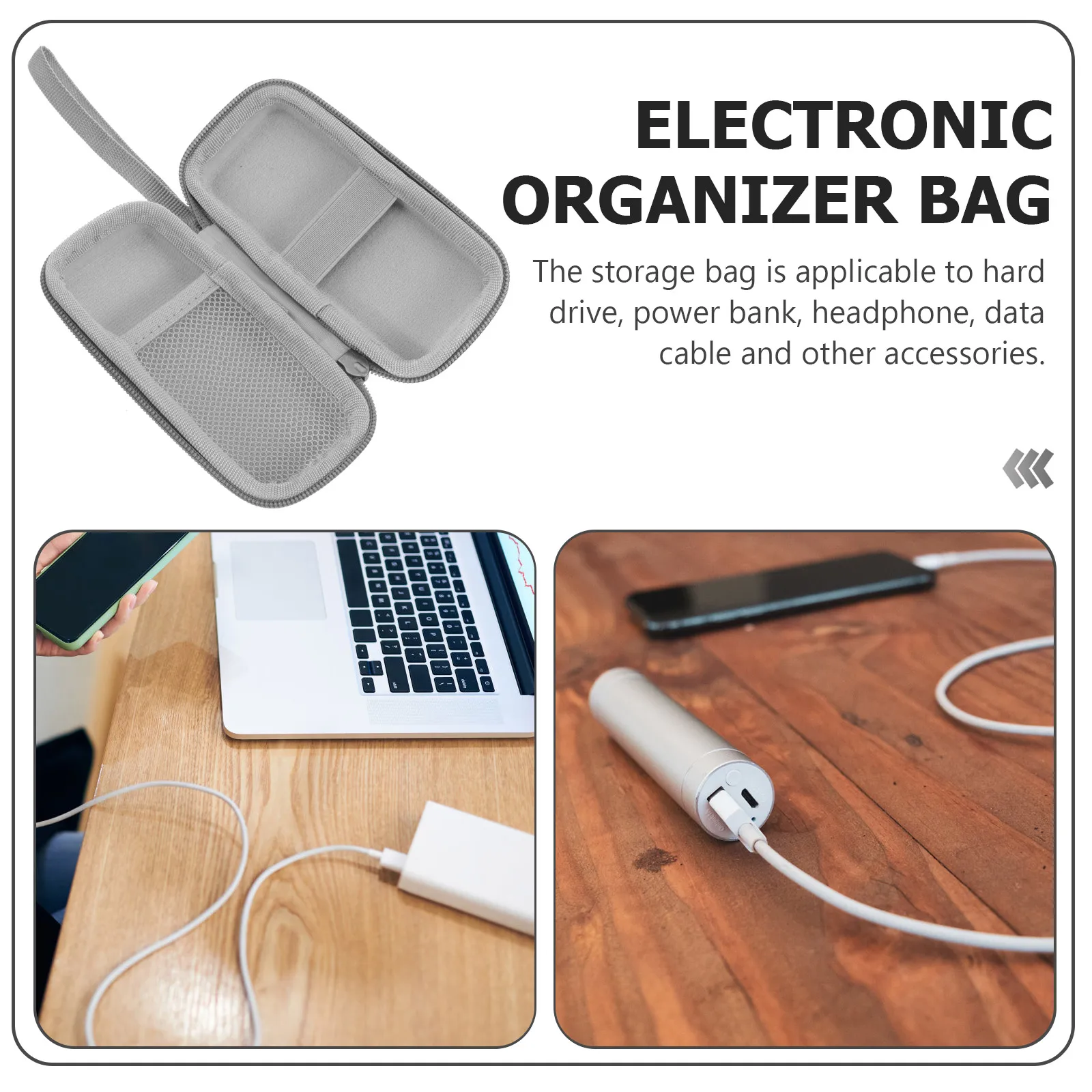

Hard Drive Case Cable Organizer Bag Multipurpose Travel Accessories Pouch Durable Lightweight Portable Storage Solution