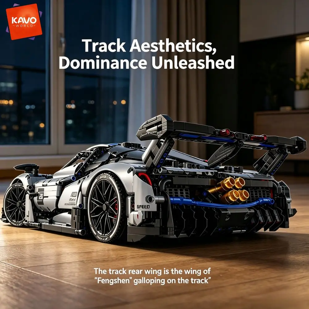 KAVOWORLD 3526pcs Silver Blue Super Sports Car Building Blocks Set 1:8 MOC DIY Assembly Race Car Model Brick STEM Construction Toy Home Decor Ornament Vehicle Display Mechanical Simulation Racing Brick Car Birthday Christmas Gift for Teens view 7