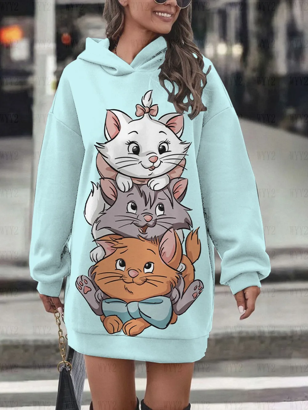 Neue Herbst und Winter Damenmode Kapuzenrock heißer Verkauf Disney Marie Cat Cartoon Print trendige lässige Damenbekleidung