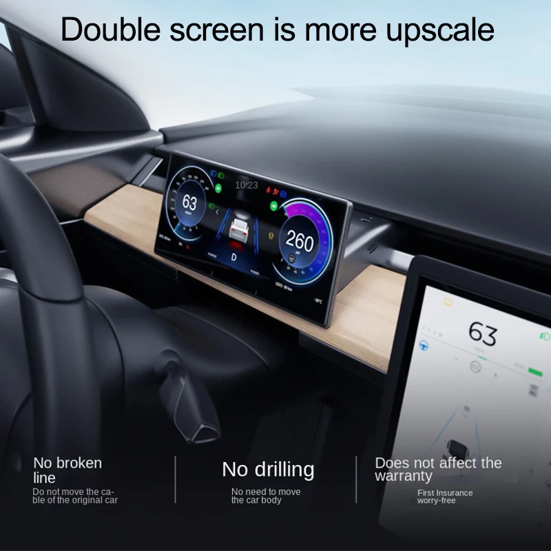 Ruiyyco 8.9 Inch Dashboard Screen Instrument Display for Tesla Model 3 Y Support Wireless Carplay Front Camera HUD Accessories