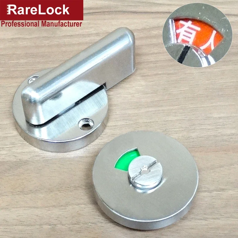 Stainless WC Toilet Handle Door Lock with Red or Green Label for Bathroom Accessory Public Place Rarelock MA100 G1