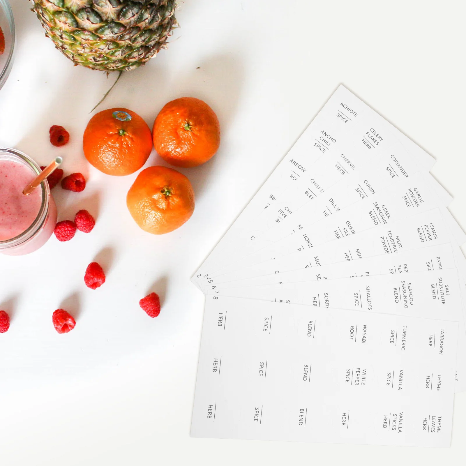 

8 Sheets 3.8Cm Round Seasoning Labels Waterproof Stickers For Spice Jars Kitchen Pantry Organization White Preprinted Herb