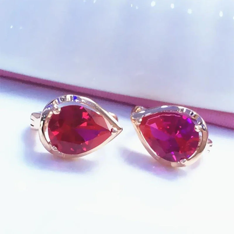 أقراط قطرة الماء من الذهب الأرجواني الكلاسيكي 585 للنساء ، مطلية بسيطة ، 14K ذهبي وردي ، خفيف ، مجوهرات خطوبة فاخرة