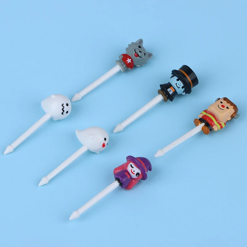 6pcs Christmas Halloween Cartoon Fruit Fork Creative Toothpick Bento Lunches Party Decoration