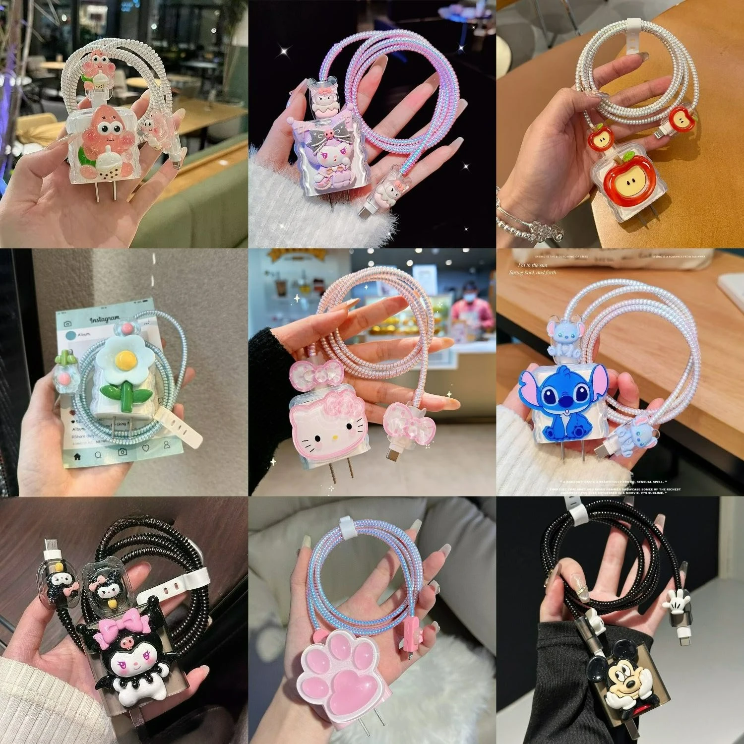 

3D Cute Cartoon Charger Protector Case for Samsung Galaxy 25W Charger Case Phone Wire Cord Organizers Protective Cover Winder