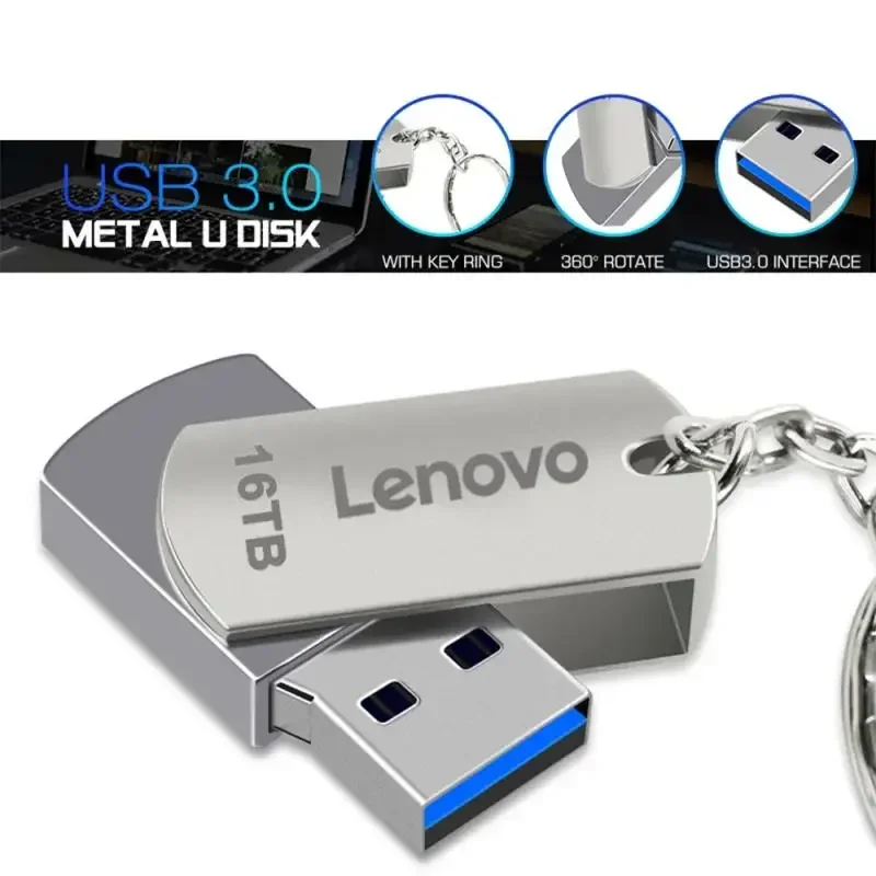 Lenovo-Clé USB 3.2 avec interface Type-C, clé USB haute vitesse, téléphone portable, ordinateur, transfert, 2 To