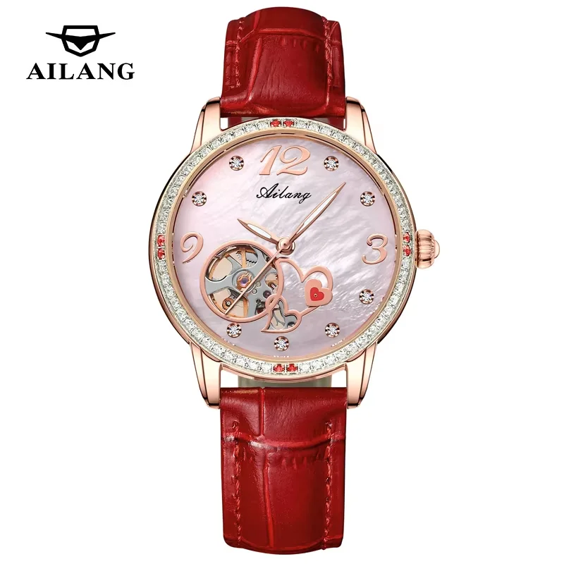 AILANG Mechanical Watch For Women Self-wind Pillow Cushion Sapphire Super Luminous Wristwatch Calendar Watch For Ladies view 6