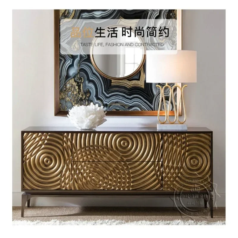 Y Neoclassical Solid Wood Carved Decorative Cabinet for Entrance Modern Storage Cabinet with Drawers