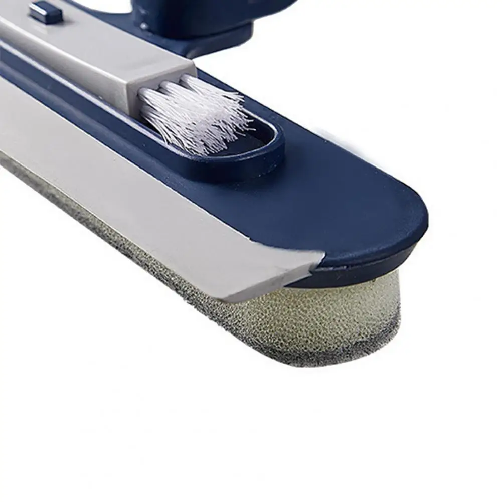 Double-sided Window Scraper Glass Wiper with Flexible Corner Head Built-in Brush 180-degree Rotating Double-sided Scraper Window