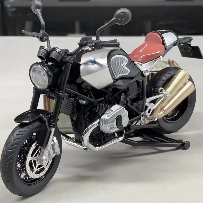 

1:12 BMW Latte Retro Street Children's high-end ornaments, gifts, and toys with sound and light alloy die-casting models