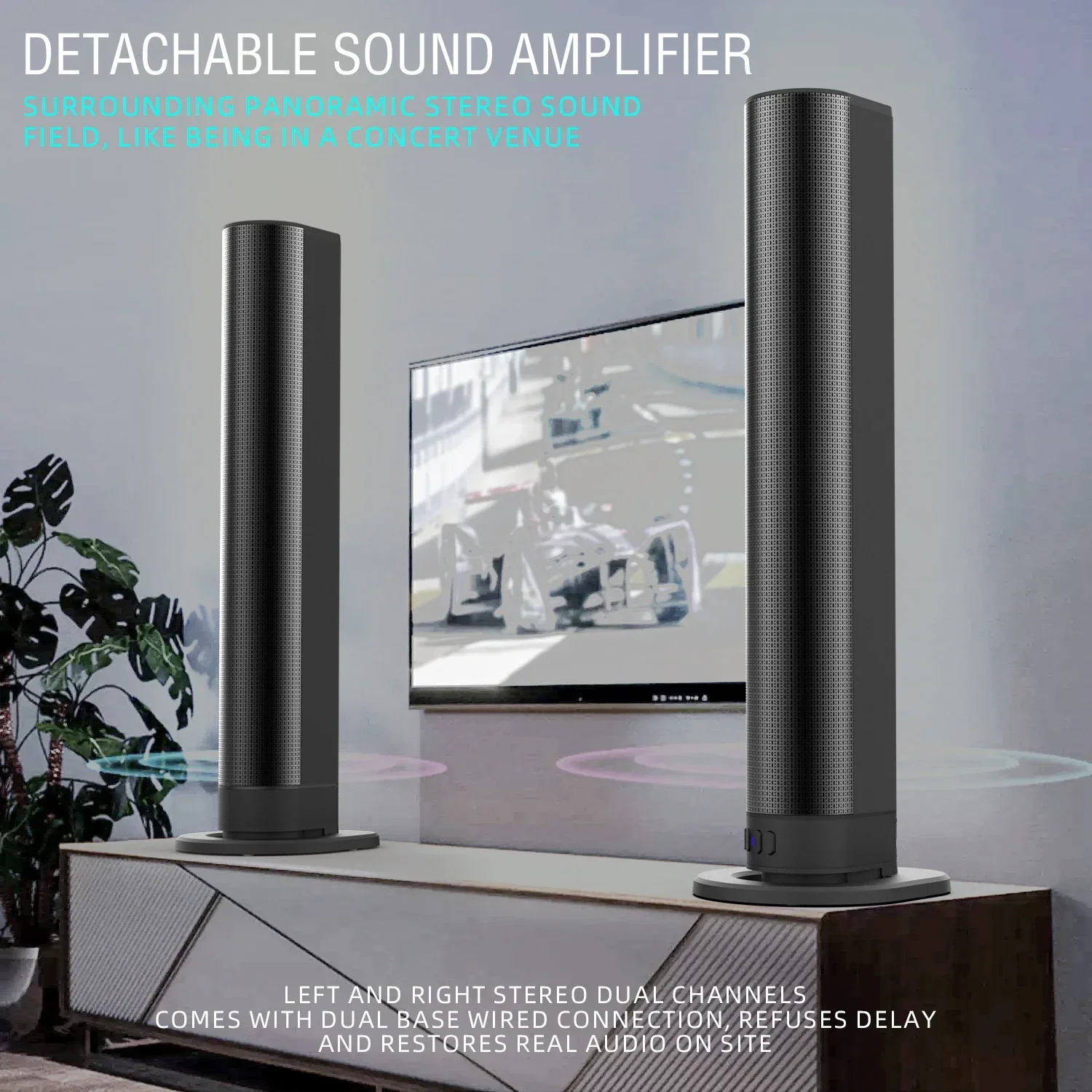 

120W TV Bluetooth Speakers with 2-in-1 Detachable Home Cinema Shengba Sound System AUX/BT/OPT/FM Connections Soundbars