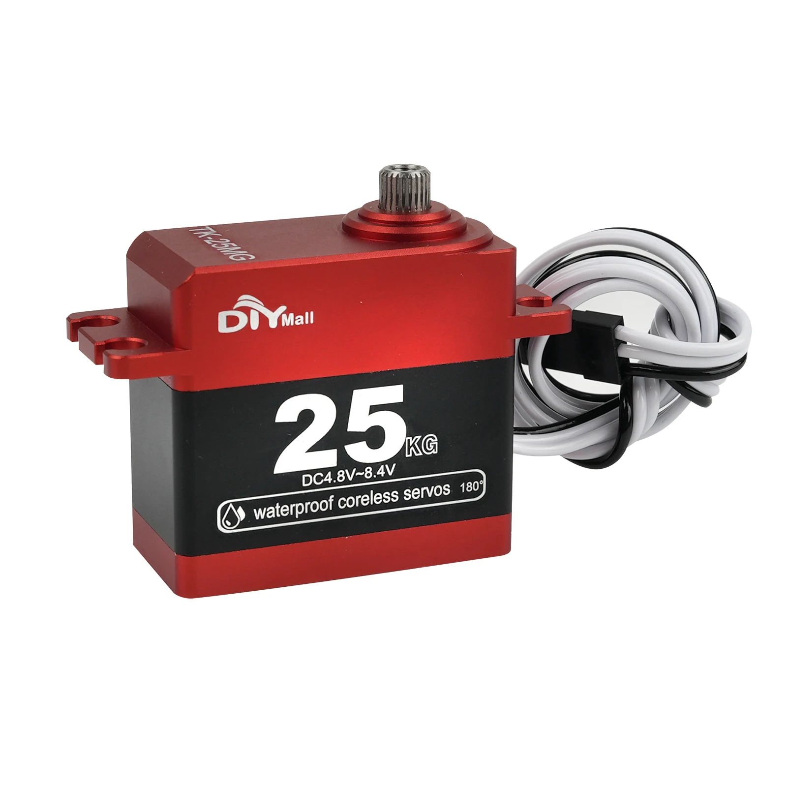 

25kg.cm Digital Coreless Servo HV Metal Gear 180/270/360 Degree Motor IP667 Waterproof for 1/8 1/10 1/12 Scale RC Car TK-25MG