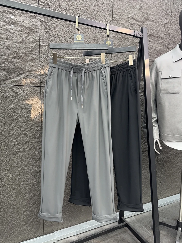 

Men's Lightweight Straight Leg Qui Dry Breathable Ice Silk Casual Pants Spring Summer Faion Urban Sle Pure Color Elastic