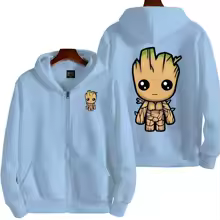 Men I Am Groot Cartoon Zipper Hoodie