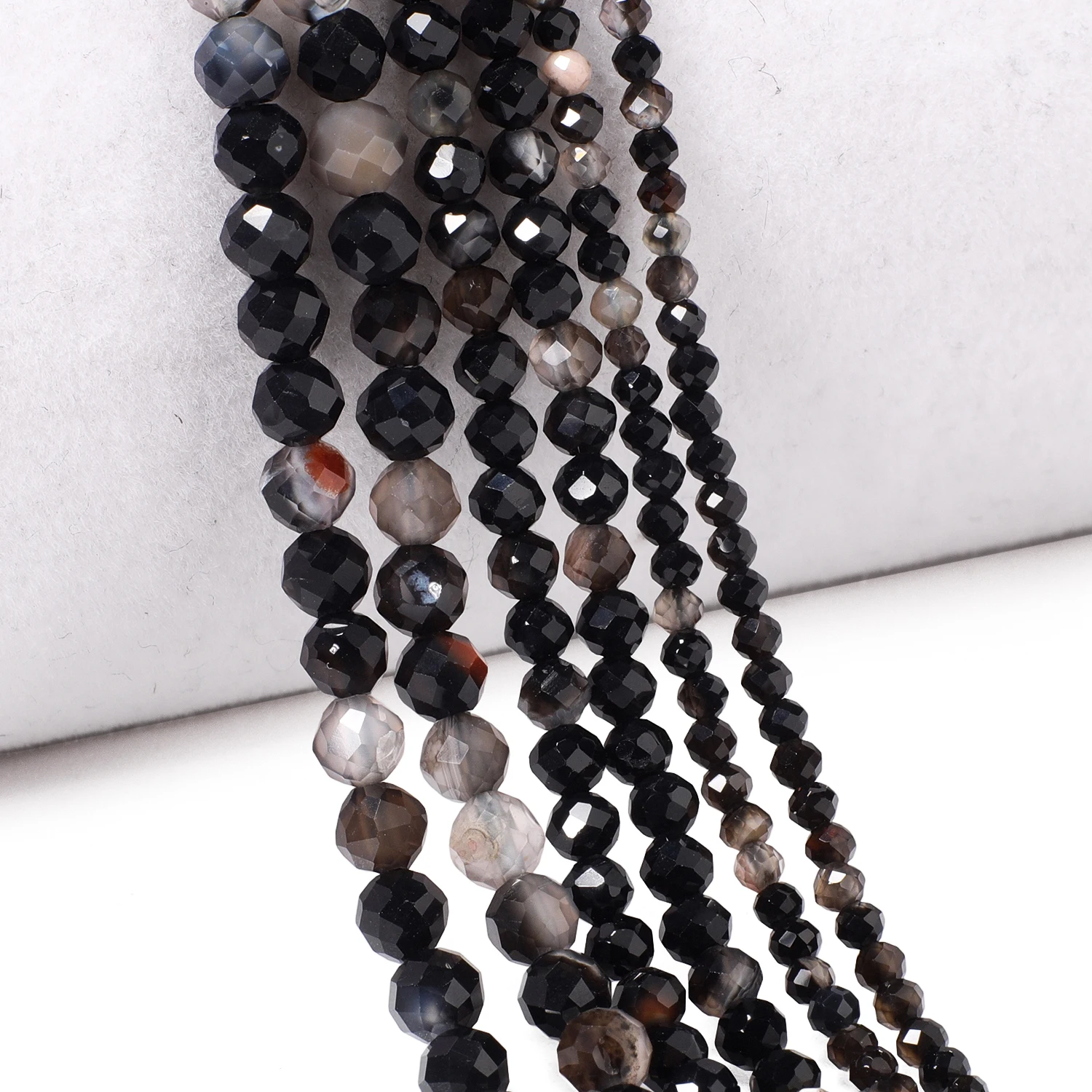 2 3 4mm Natürliche facettierte schwarz gestreifte Achat-Edelsteinperlen, Mineralperlen für die Schmuckherstellung, DIY-Armbänder, Halsketten, Zubehör