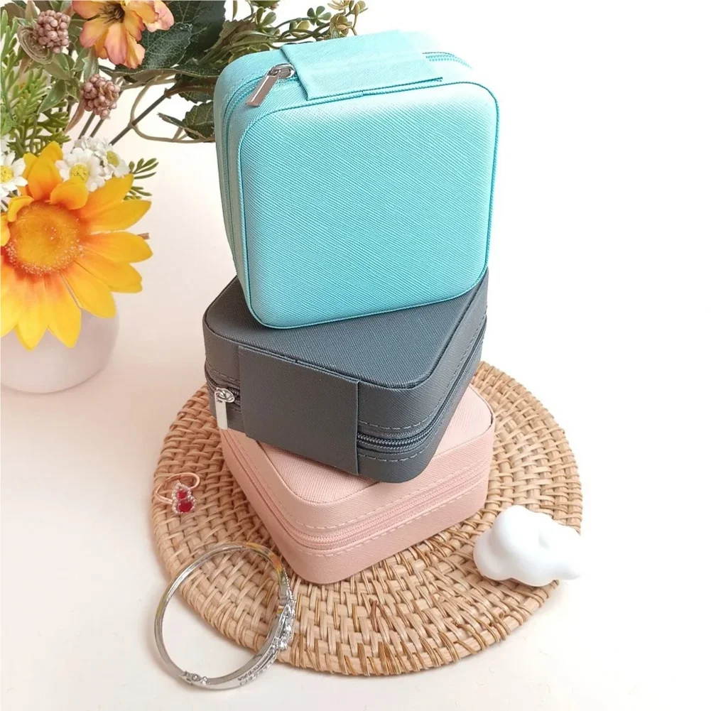 

Mini Jewelry Storage Box Portable Home Travel Earrings Necklace Storage Case for Women Ring Organizer PU Leather Display Case