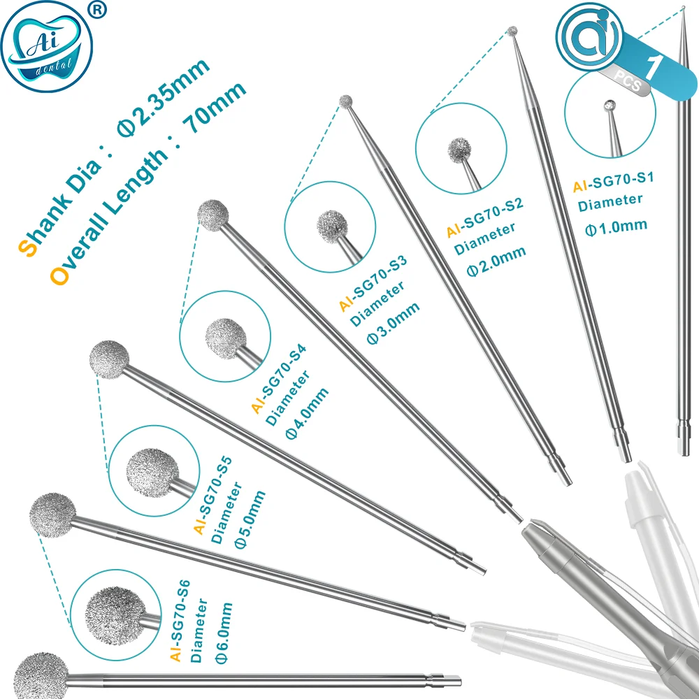 AI-SG70 Dental Tungsten Steel Burs Dia.2.35mm Overall Length 70mm for SG Series Implant Surgical Contra Angle Straight Handpiece