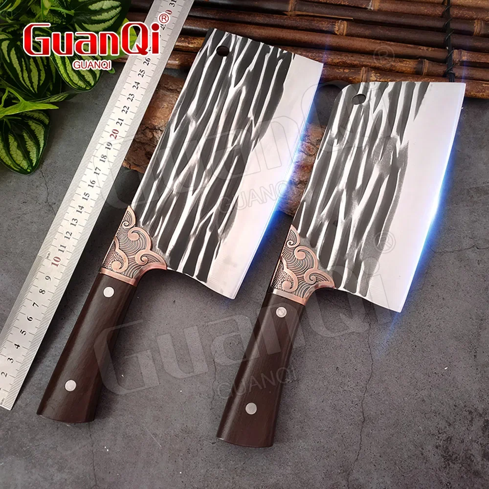 8 inch Traditional Handmade Forged Butcher Knife 5Cr15 Stainless Steel Kitchen Slicing Knife Chef Cooking Tools with ABS Handle