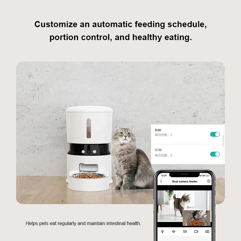 Hot Sell 5G WiFi APP Automatic Cat Feeder With Camera Smart Cat Food Dispenser with Freshness Preservation Timed Pet Feeder OEM