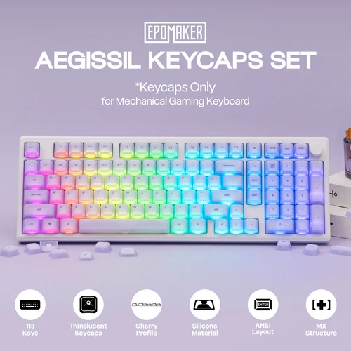 Imagen 2 del producto EPOMAKER AegisSil Juego de teclas 113 teclas de perfil Cherry Material de silicona para teclado mecánico Cherry MX/Kailh/Outemu/Gateron