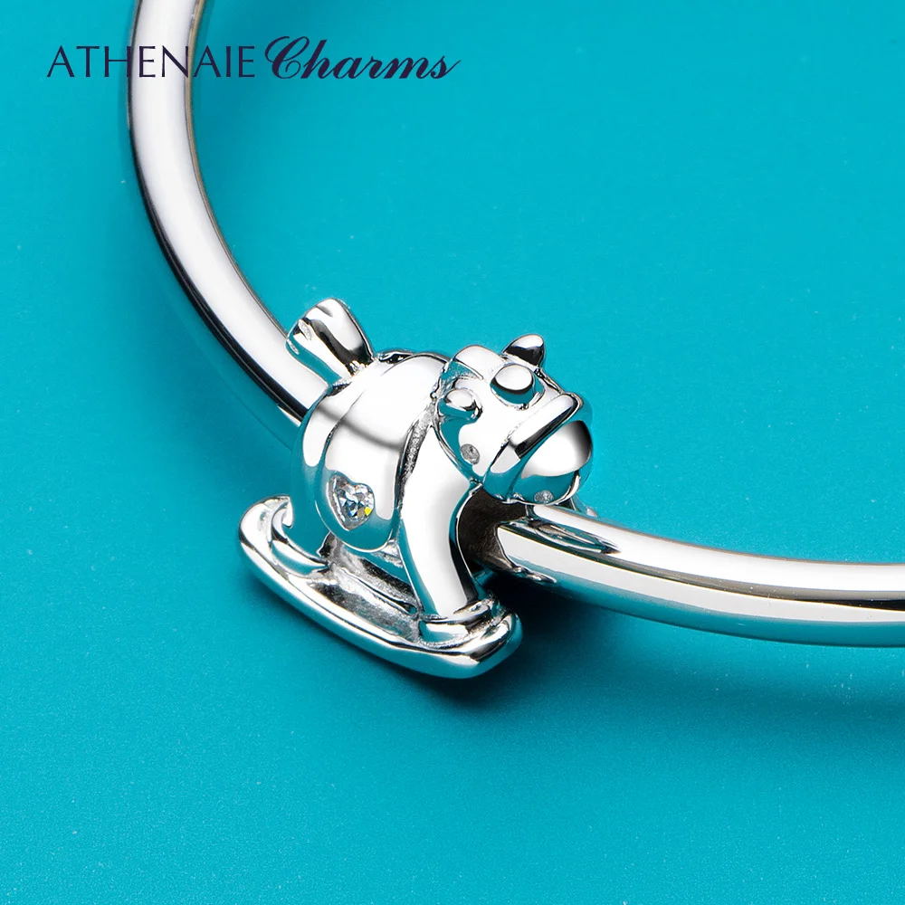 ATHENAIE 925 Sterling Silver Rocking-Horse Toys Charms Beads for Women Bracelet Necklace For Children Gift