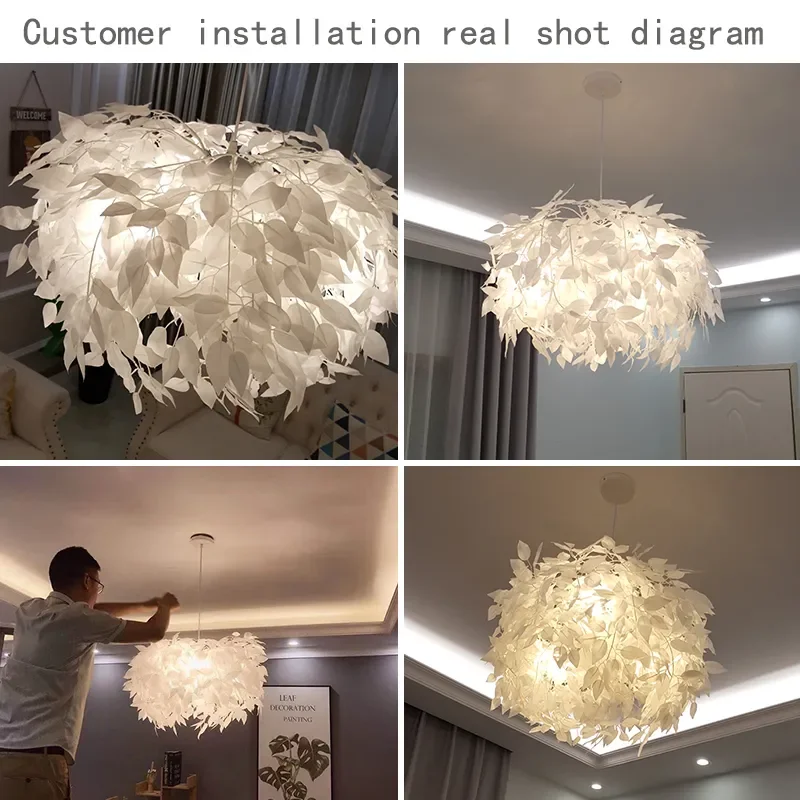 Modern LED Chandelier Creative Personality Feather Round Led Lamp Restaurant Bar Cafe Living Room Lamp Chandelier Lighting