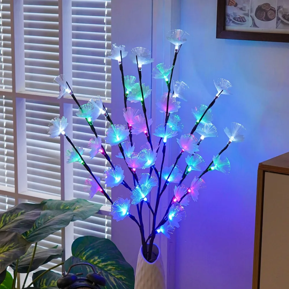 

1pc Fiber Optic Flower Branch Lamp, Battery Powered, Indoor Decoration Lighting for Weddings, Birthdays, Christmas, Halloween