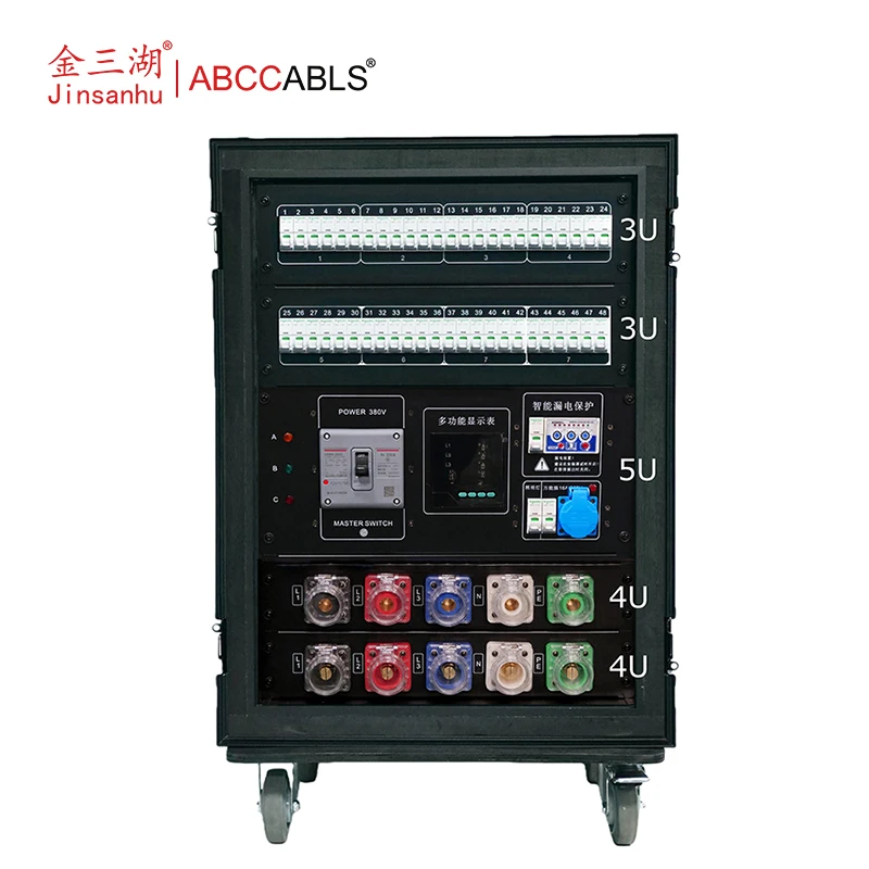 ABCCABLS 400A 3-Phase Comlock Power Distro Box 48-Channel Brazilian NBR 14136 Stage Power Distribution System