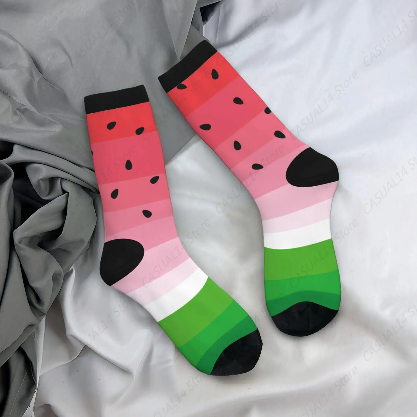 Watermelon Green Red Fruit Novelty Socks For Men Women, Funny Crazy Crew Socks Casual Dress Socks Gifts