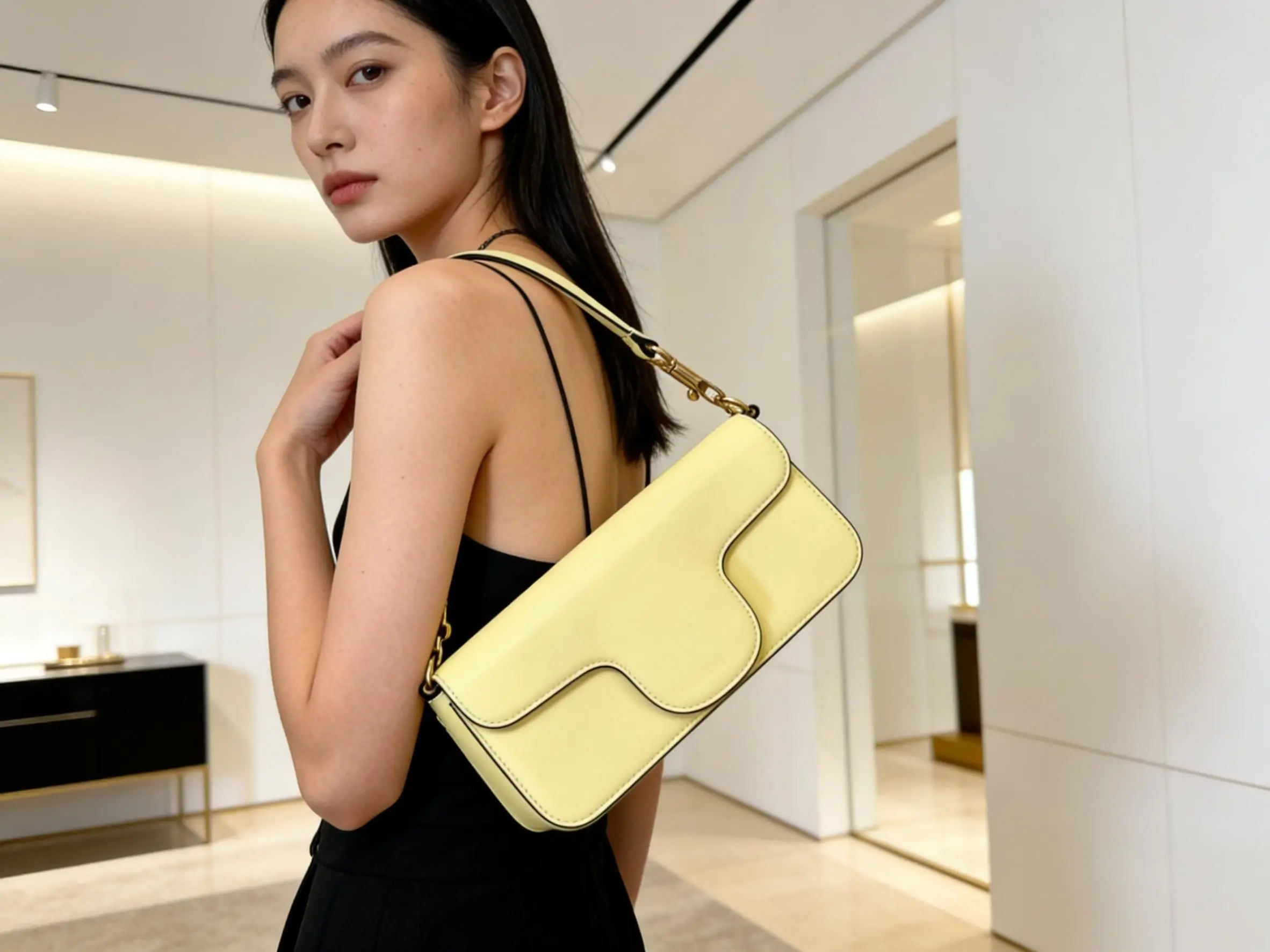 

High-End Crystal Buckle Chain Handbag Genuine Leather Crossbody Bag Women's luxury designer bags