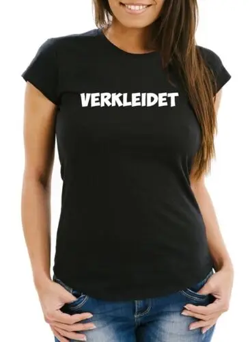 Damen T-Shirt Verkleidet Fasching Fastnacht Kostüm Karneval Verkleidung lustig