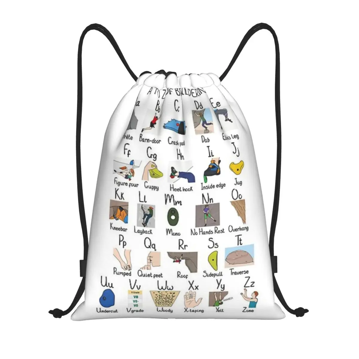 A To Z Of Bouldering Sports Drawstring Backpack Sport Fitness Travel Outdoor Sackpack Gym Swim Beach Bags Basketball Bag