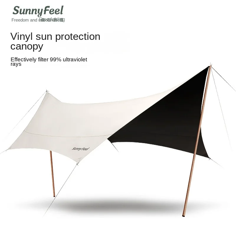 Outdoor Sunscreen Canopy Camping Coated Silver Portable Wind and Rain Proof Octagonal Canopy