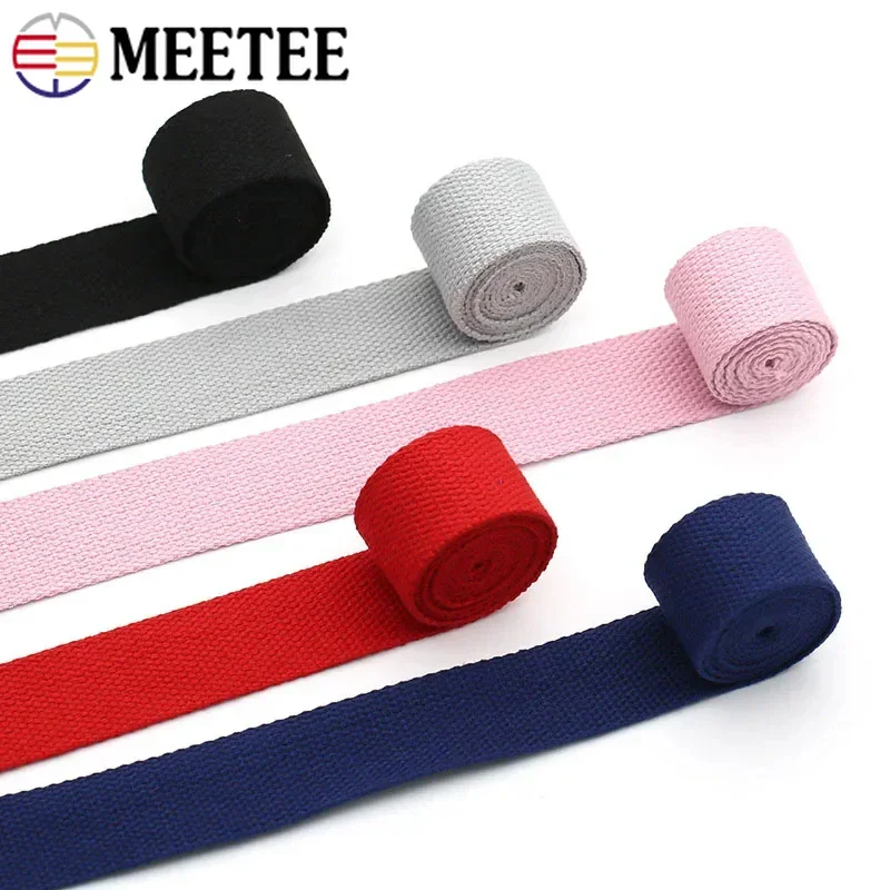 10Meters 20-50mm Cotton Webbing Tape 1.3mm Thick Backpack Strap Clothes Belt Ribbon Band Bias Binding DIY Sewing Accessories