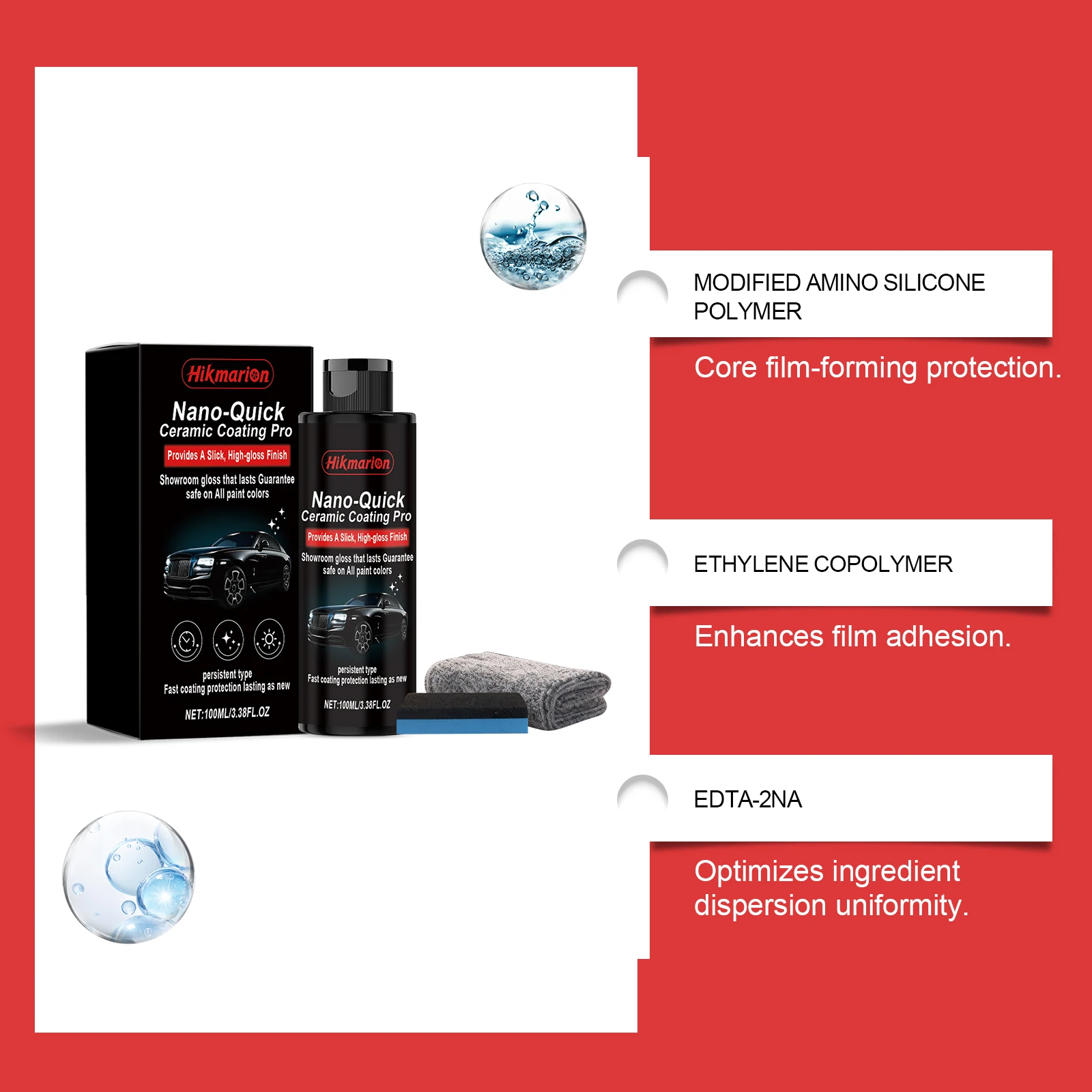 9H Nano-Keramikbeschichtung Pro-Kit SiO2 Lackversiegelung Superhydrophob Hochglanz-Spiegel-Finish Kratzfest UV-Schutz Auto-Detailing – Detail 8