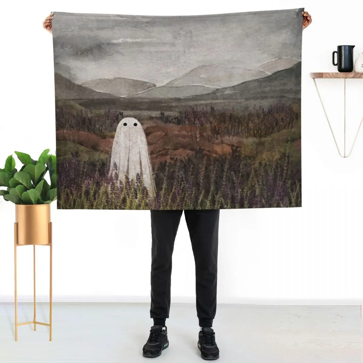 Heather Ghost Throw Blanket Decorative Throw Flannel Fabric Soft Beds Comforter Plaid Nap Blankets