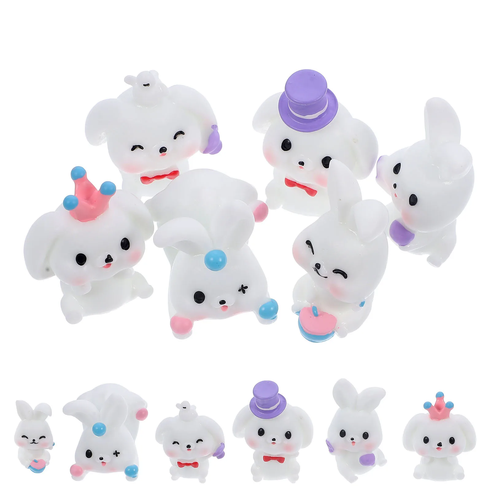 

12 Pcs Ornaments Tiny Bunny Tabletop Decor Mini Resin Rabbits Decoration Miniature Figurine Trinkets Shape