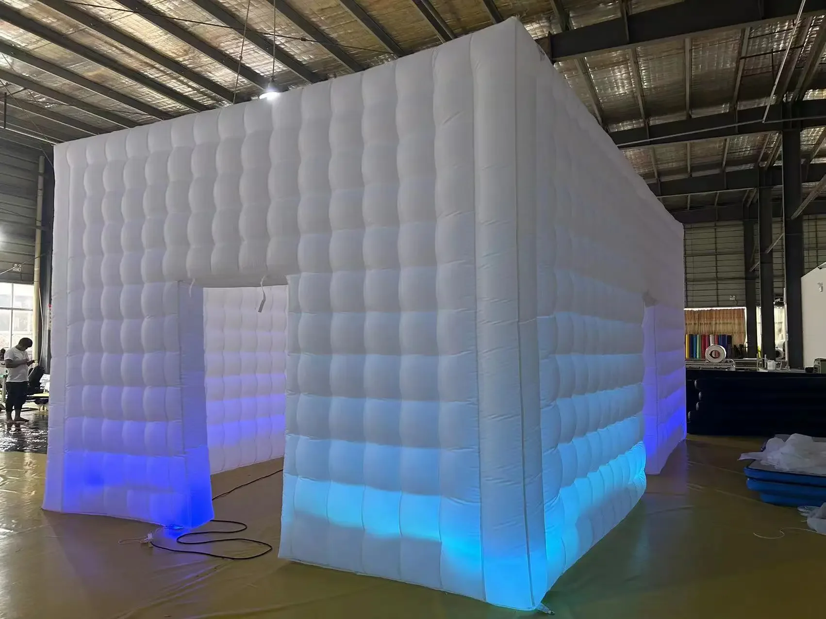 Inflatable Nightclub Tent Giant Inflatable Marquee Cube Tent with LED Light For Wedding Party Large Marquee Colorful with blower