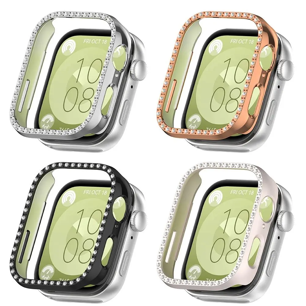 PC Diamond Protective Case Anti-Scratch Shell Diamond Bumper Smart Watch Accessories Screen Protector for Huawei Watch Fit 3